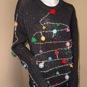 Candy Tree Ugly Christmas Sweater with Colorful Embellishments